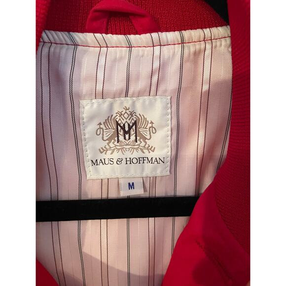 Maus & Hoffman Red Varsity Bomber Jacket Men’s M Made in USA Classic Style - Picture 3 of 13